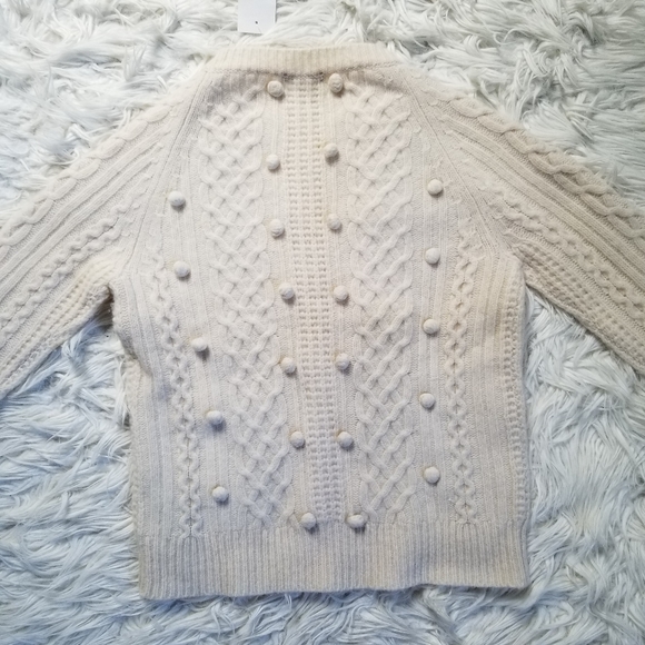 J Crew Popcorn Cable Knit Beige Lambswool Sweater - Picture 7 of 7